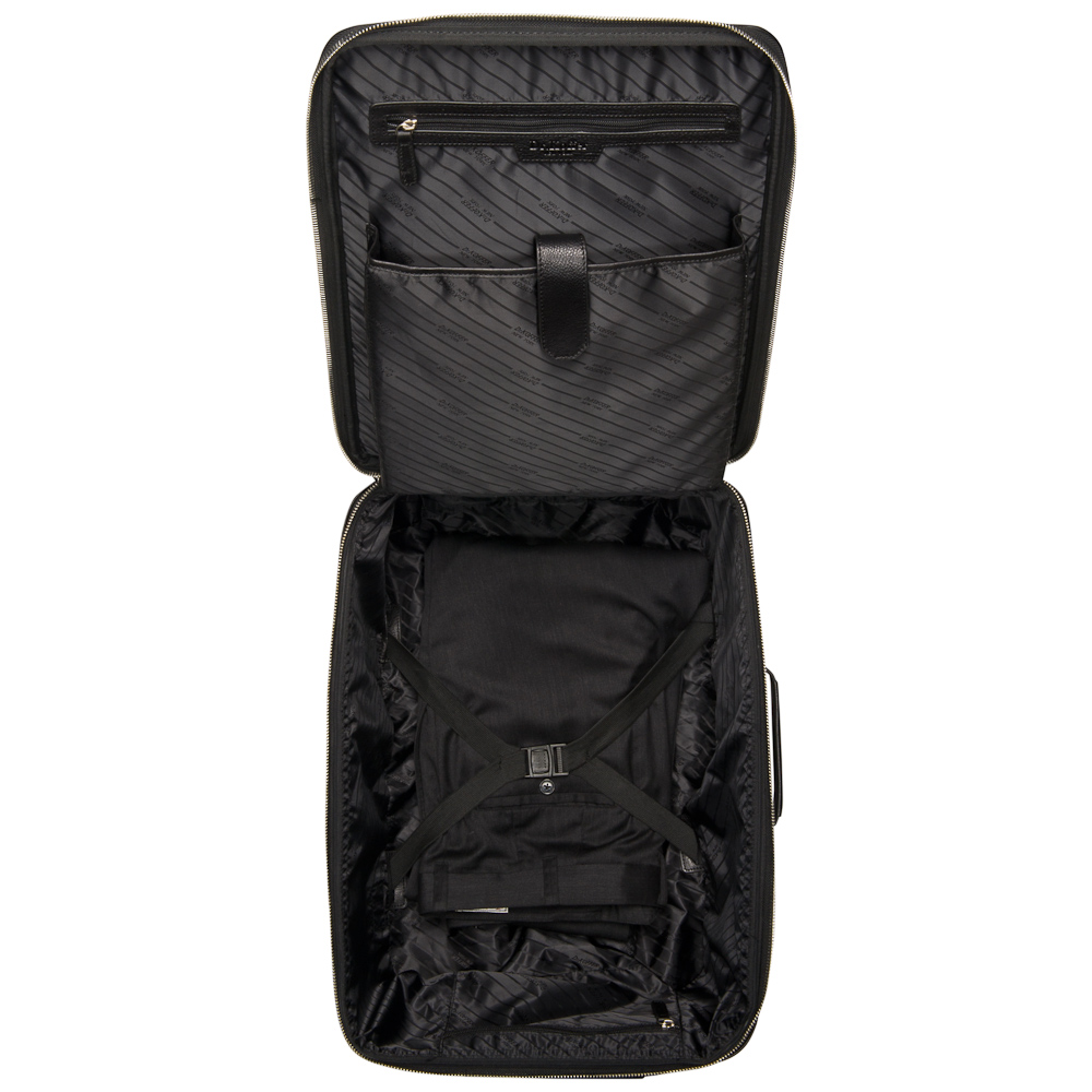 Чемодан на колесах S Dr.Koffer из натуральной кожи черный