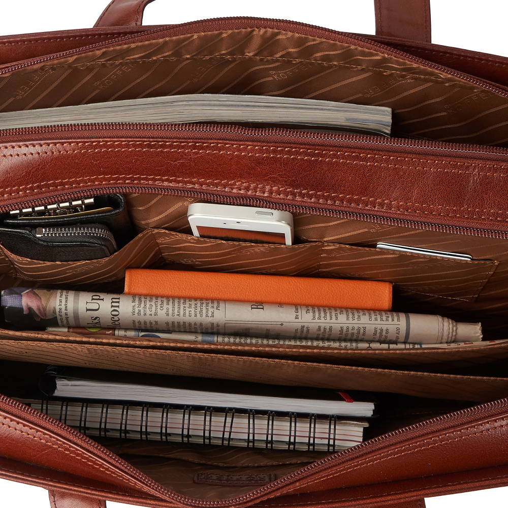Деловая сумка Dr.Koffer из натуральной кожи коричневая