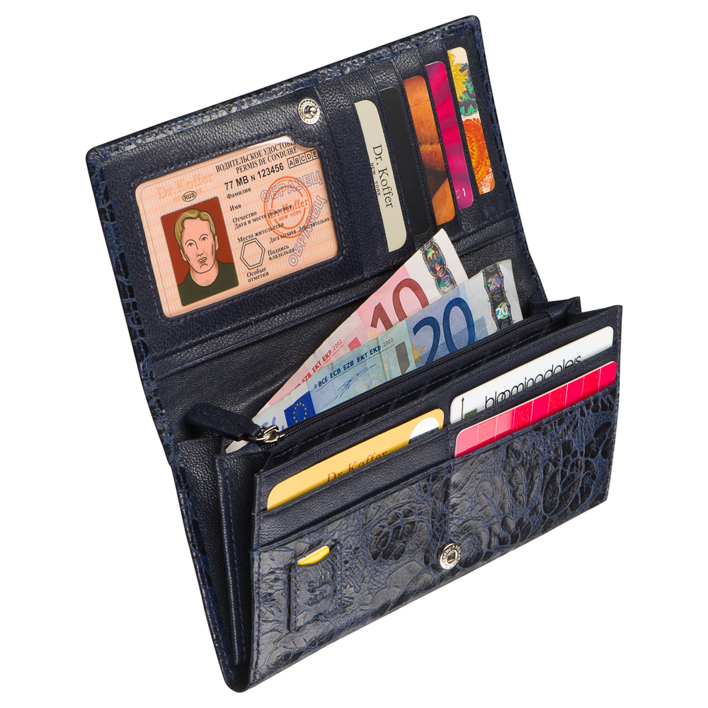 Портмоне Dr.Koffer из натуральной кожи синее