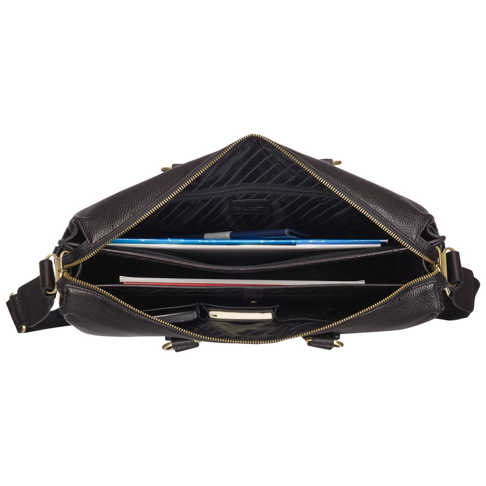 Черный кожаный портфель на двух ручках Dr.Koffer M402211-02-04