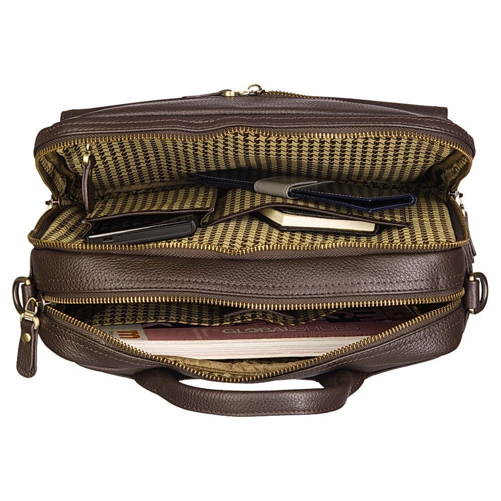 Деловая сумка Dr.Koffer из натуральной кожи темно-коричневая