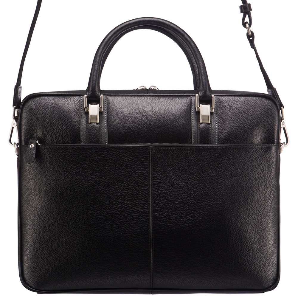 Черная кожаная сумка для документов с двумя ручками Dr.Koffer M402599-220-04