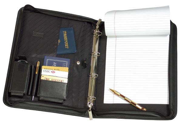 Папка для документов из черной кожи на молнии с ручкой Dr.Koffer G231980-01-04