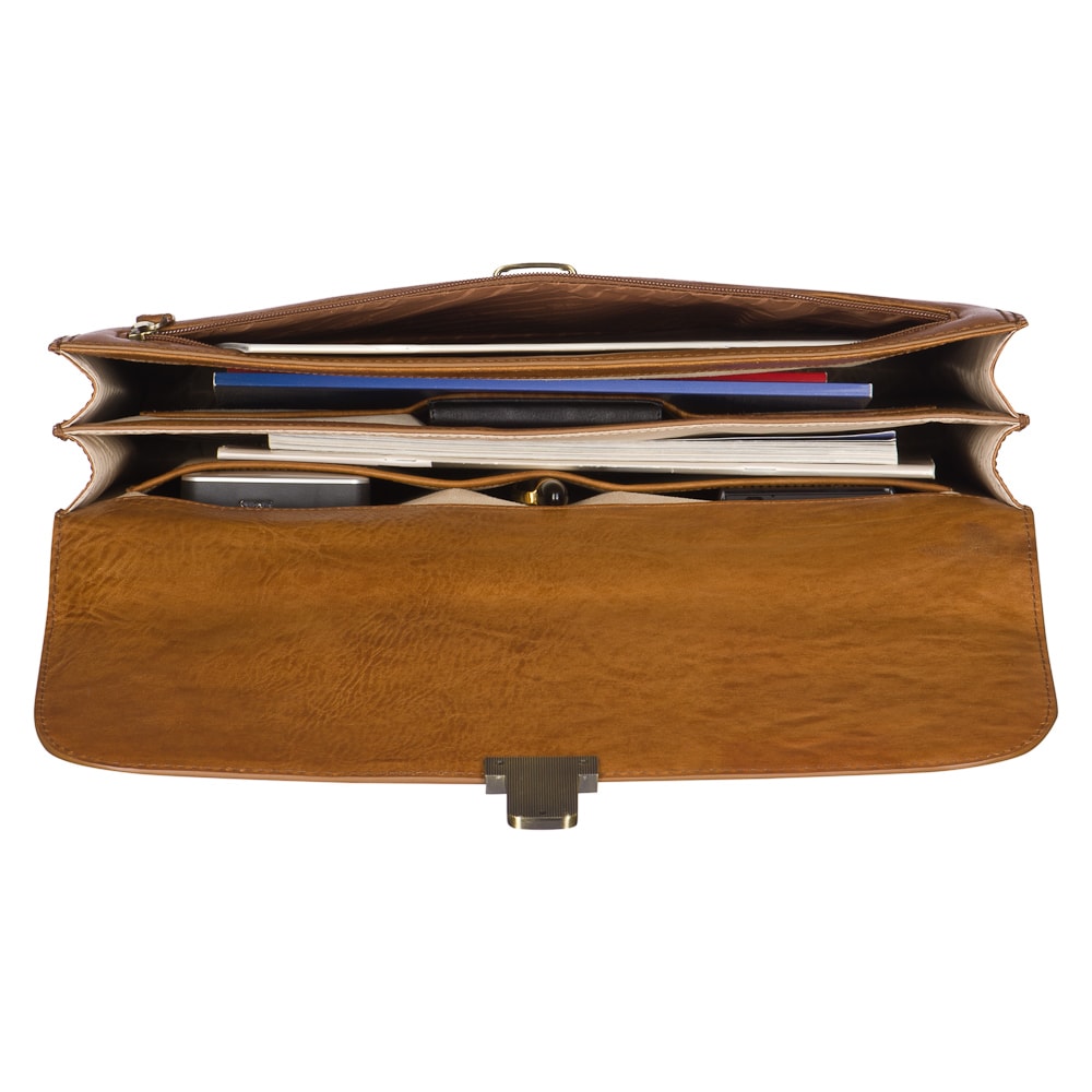 Портфель Dr.Koffer из натуральной кожи светло-коричневый