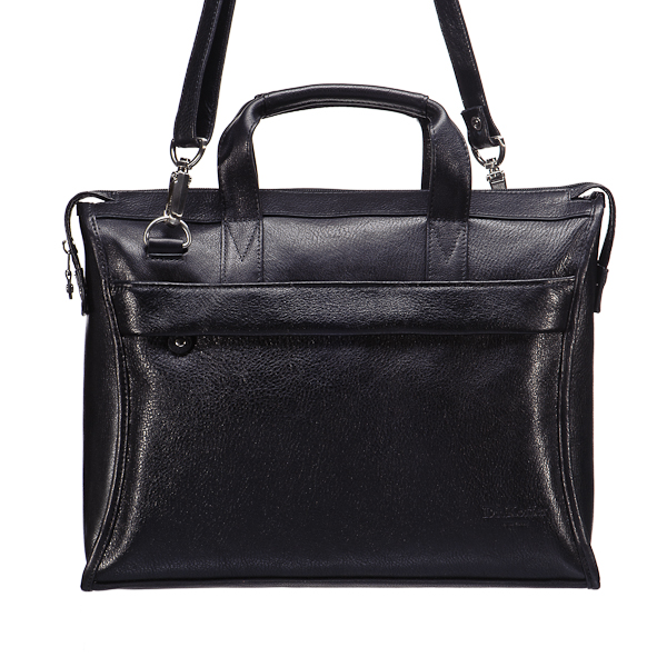 Прямоугольная черного цвета кожаная сумка для документов Dr.Koffer B408430-02-04