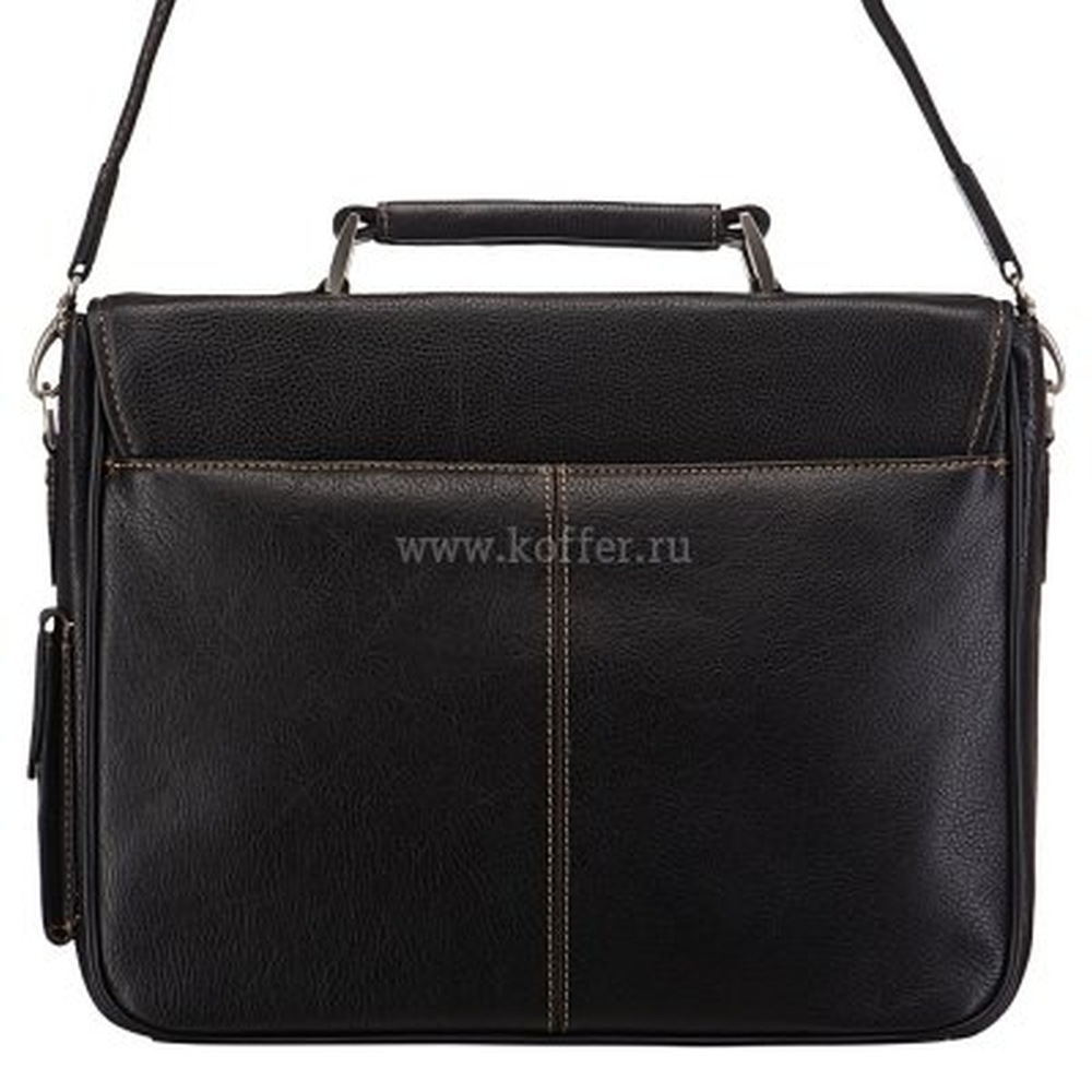 Классический портфель с хорошей эргономикой и накладным карманом для мобильного телефона (черного цвета) Dr.Koffer B393170-02-04