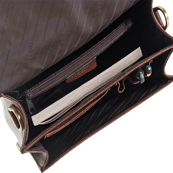Сумка-планшет из темно-коричневой кожи с ручкой и плечевым ремнем Dr.Koffer M812350-02-09