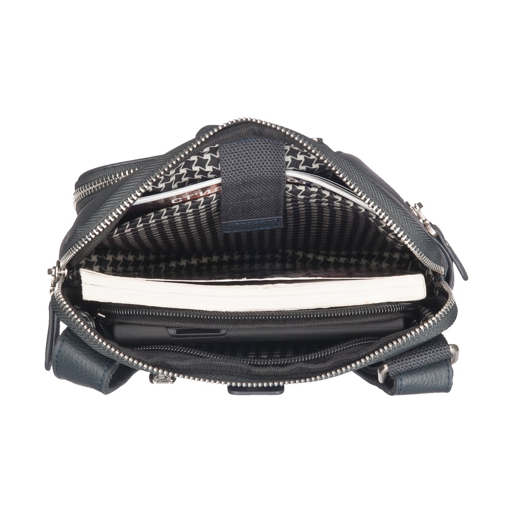 Синяя кожаная сумка на плечевом ремне Dr.Koffer M402601-220-60