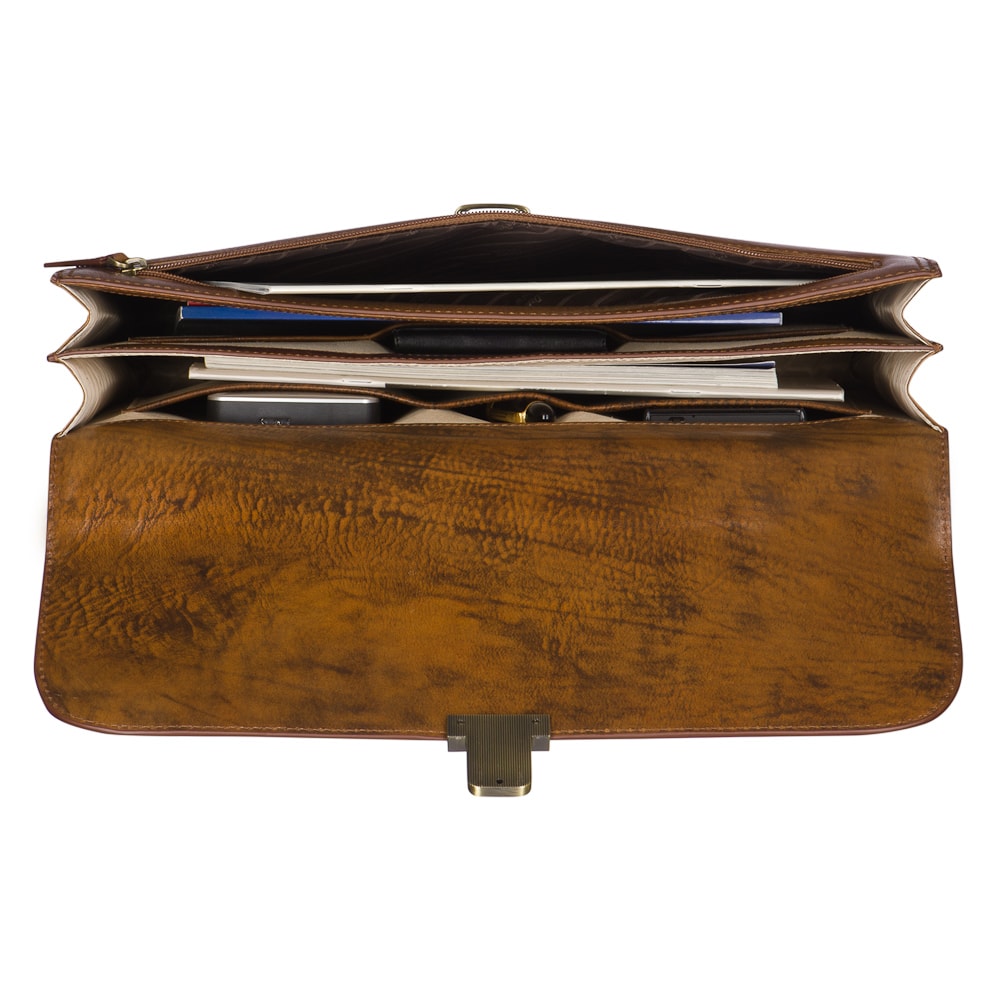 Портфель Dr.Koffer из натуральной кожи темно-коричневый