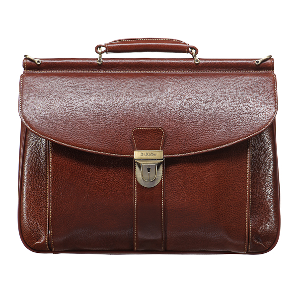 Стильный портфель с саквояжной планкой и съемным плечевым ремнем (коричневого цвета) Dr.Koffer B500060-02-05