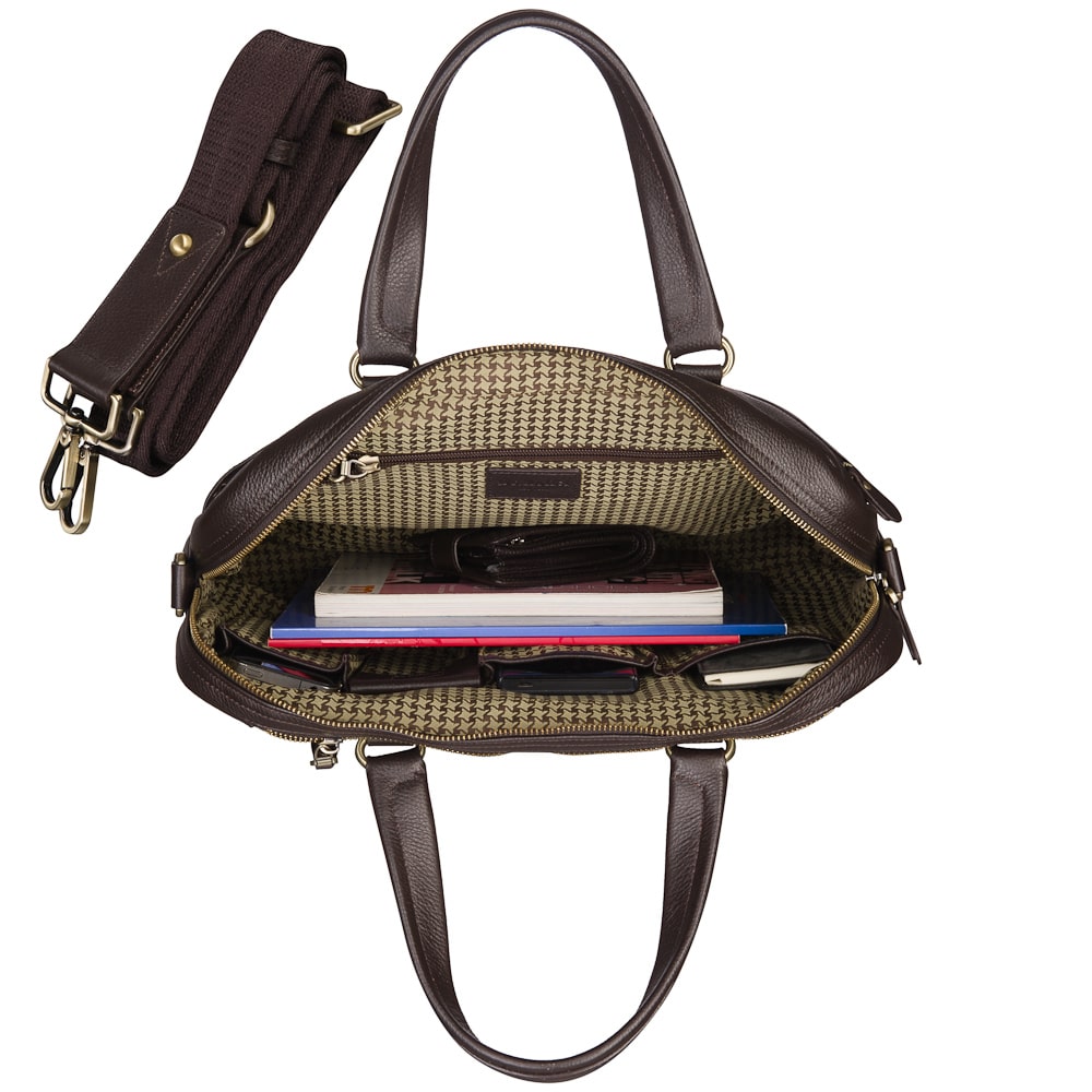 Деловая сумка Dr.Koffer из натуральной кожи темно-коричневая