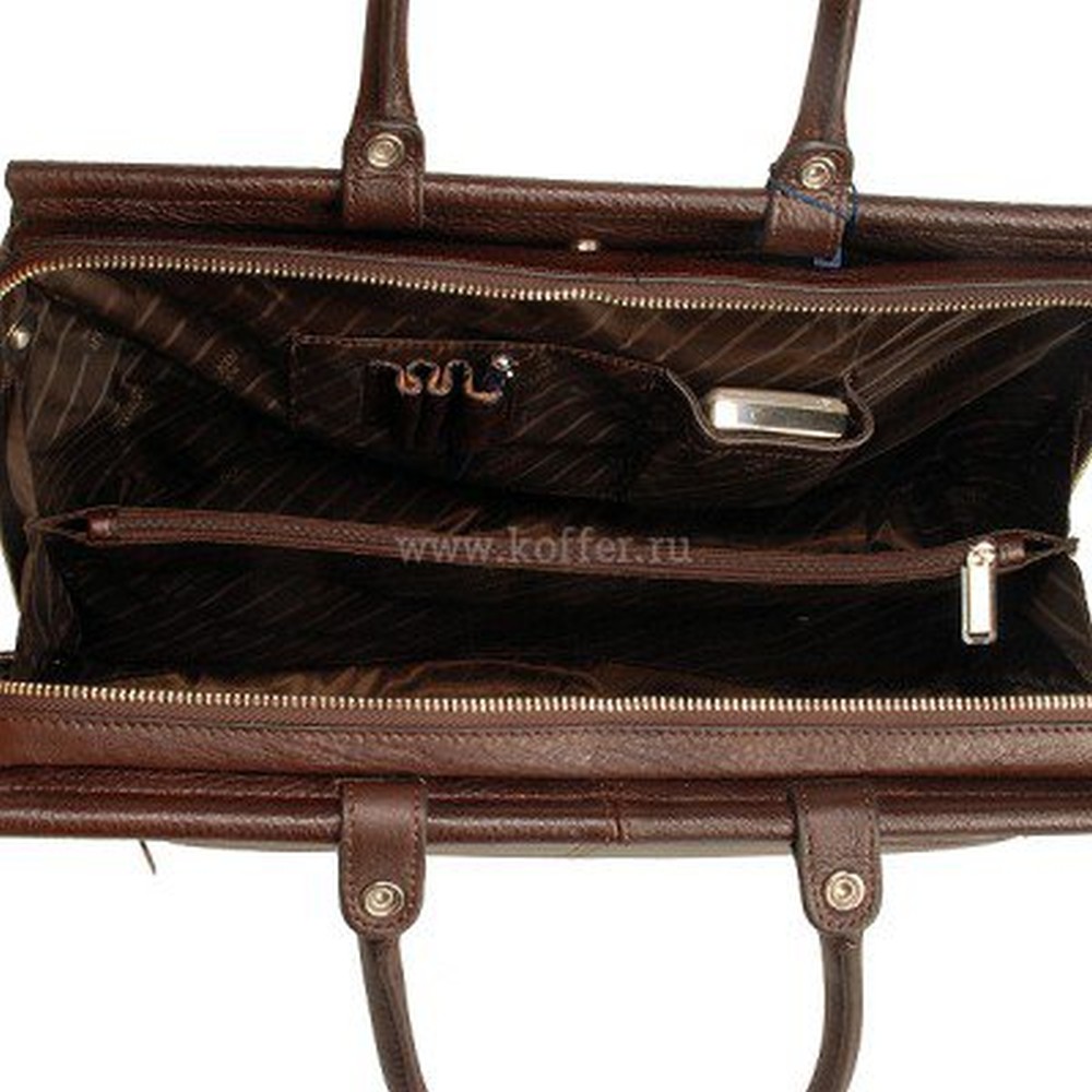 Коричневый женский портфель со стразами и декоративными заклепками Dr.Koffer B402119-02-09