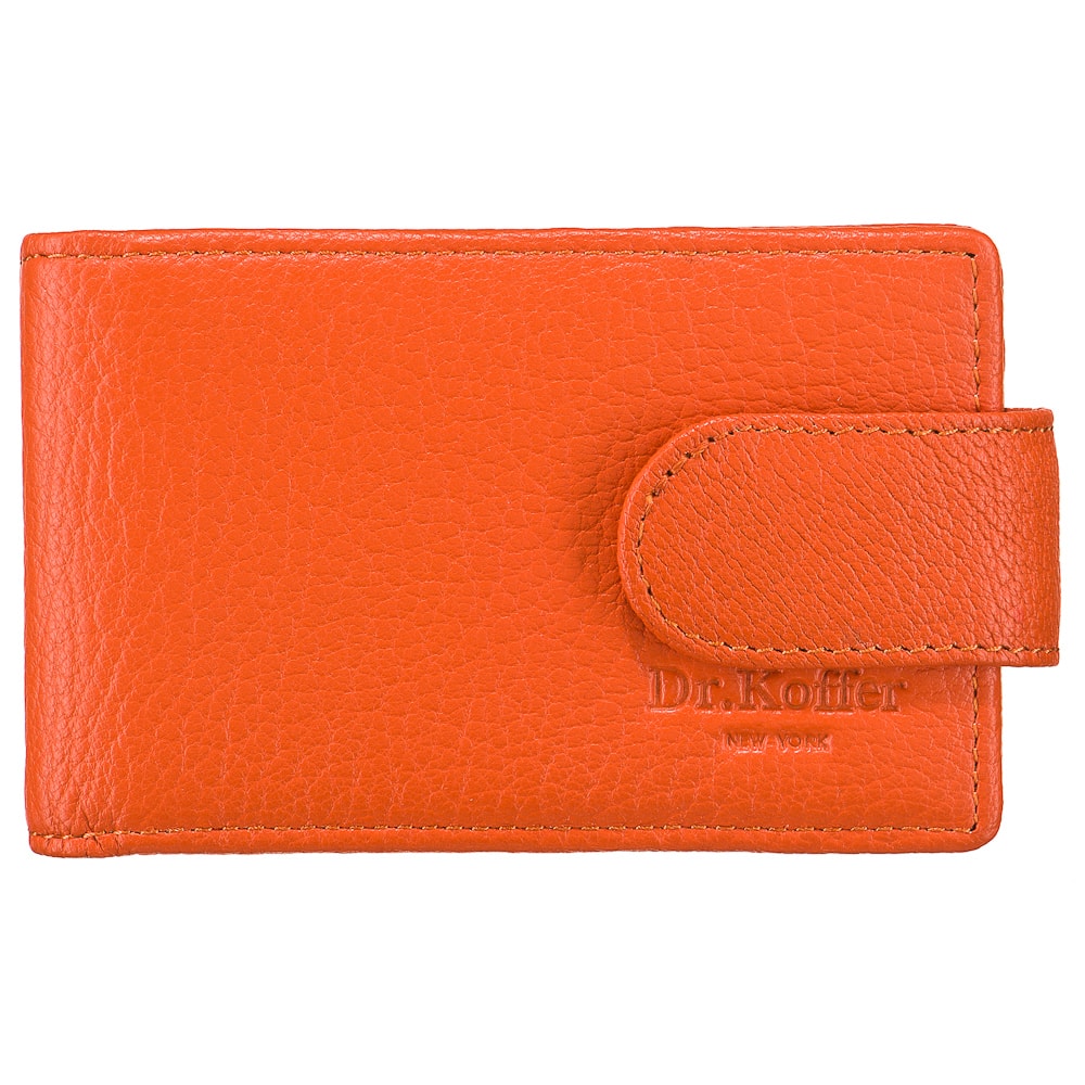 Визитница Dr.Koffer из натуральной кожи оранжевая