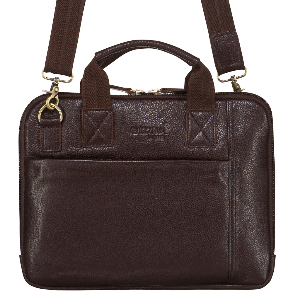 Деловая сумка Dr.Koffer из натуральной кожи темно-коричневая