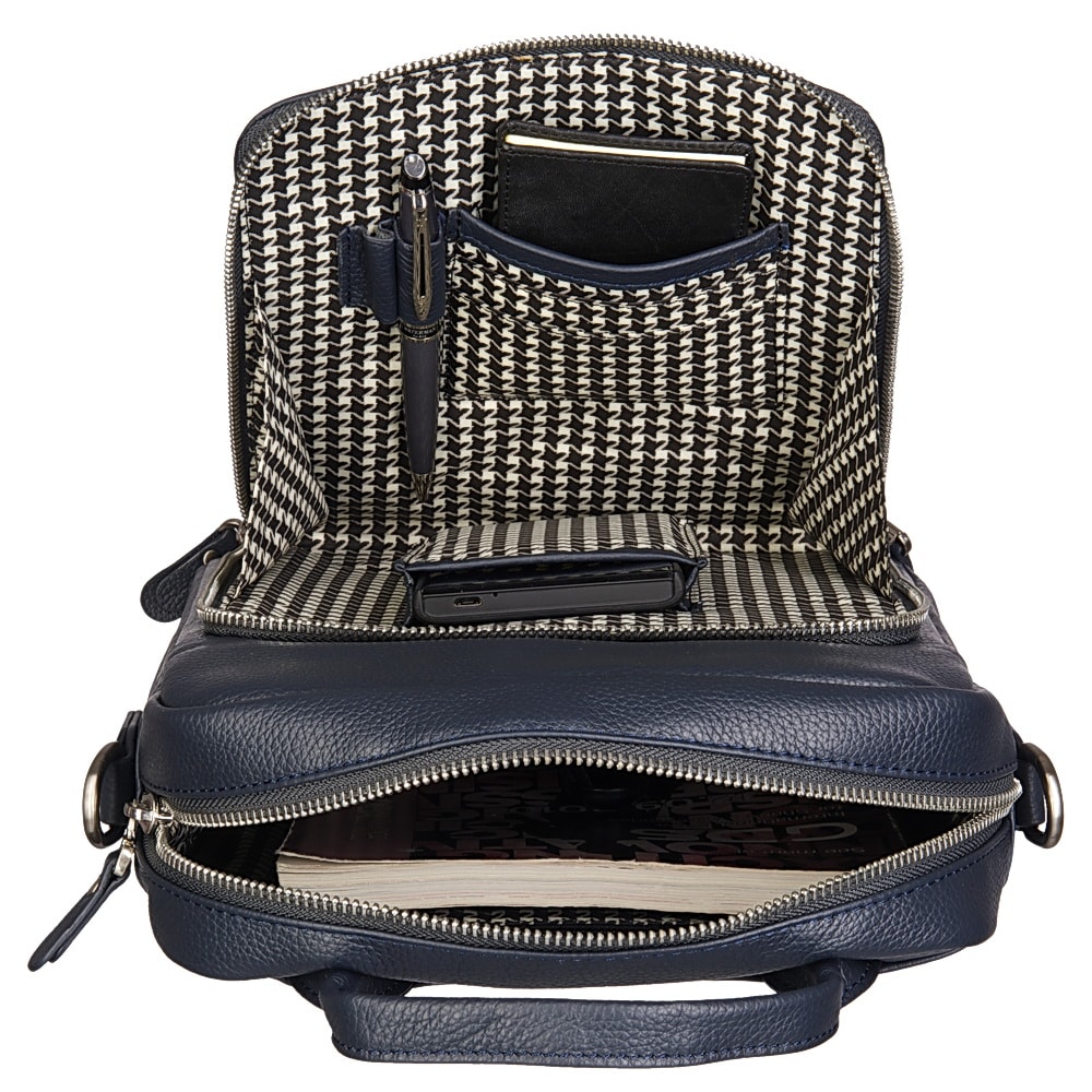 Сумка через плечо Dr.Koffer из натуральной кожи синяя