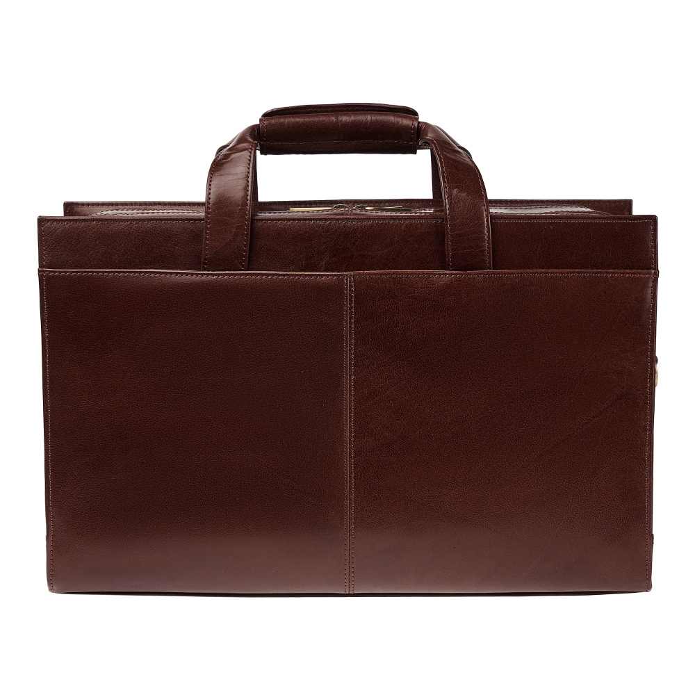 Деловая сумка Dr.Koffer из натуральной кожи темно-коричневая