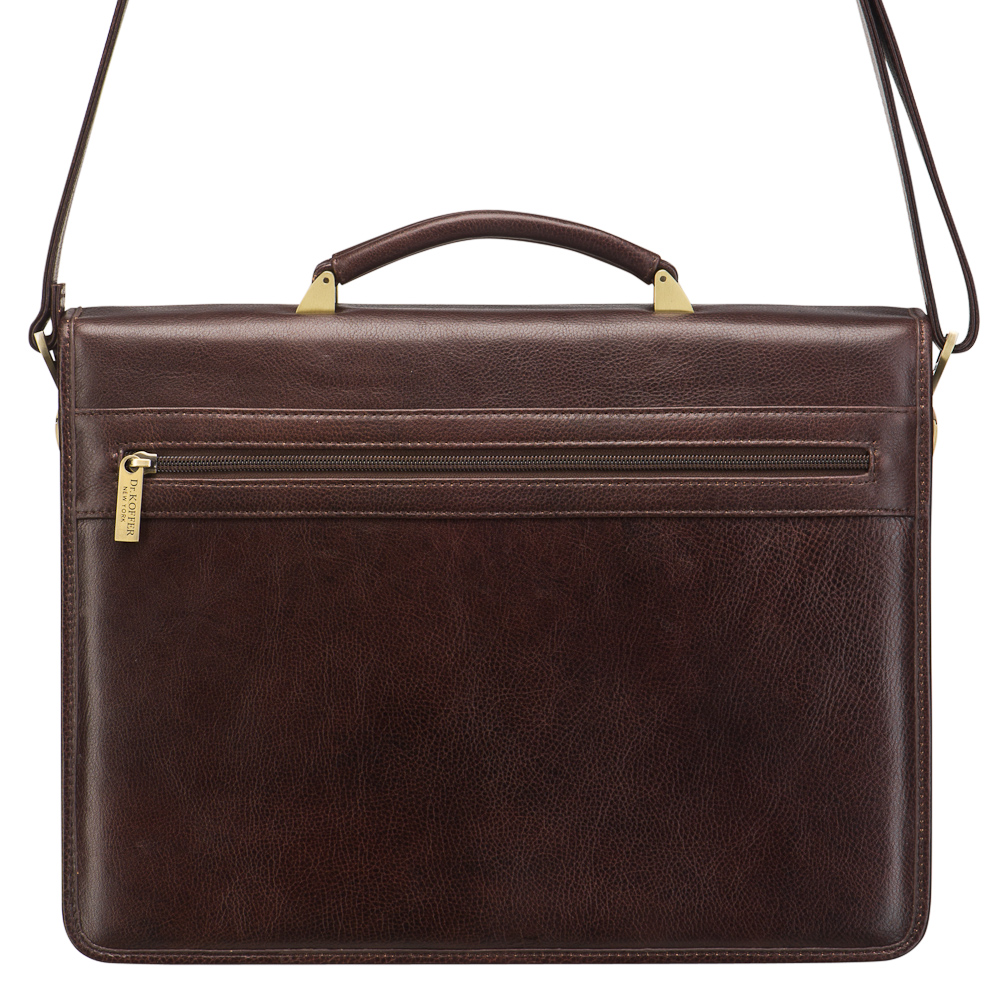 Портфель Dr.Koffer из натуральной кожи темно-коричневый