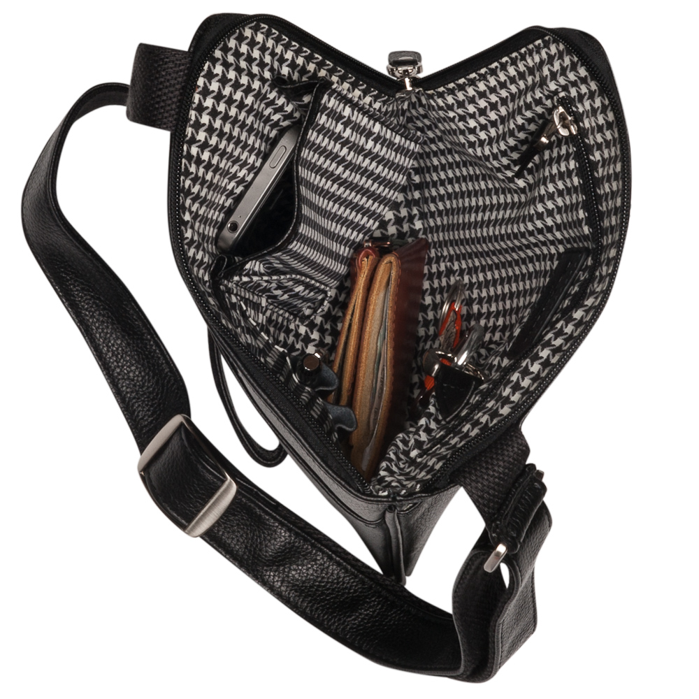 Компактная мужская черного цвета кожаная сумка через плечо Dr.Koffer M402582-220-04