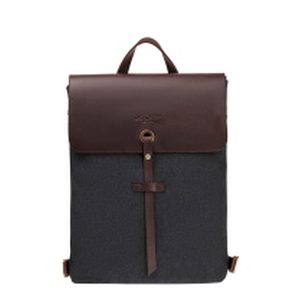 Рюкзак Dr.Koffer из канваса и натуральной кожи черный