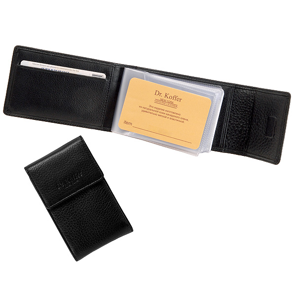 Визитница Dr.Koffer из натуральной кожи черная