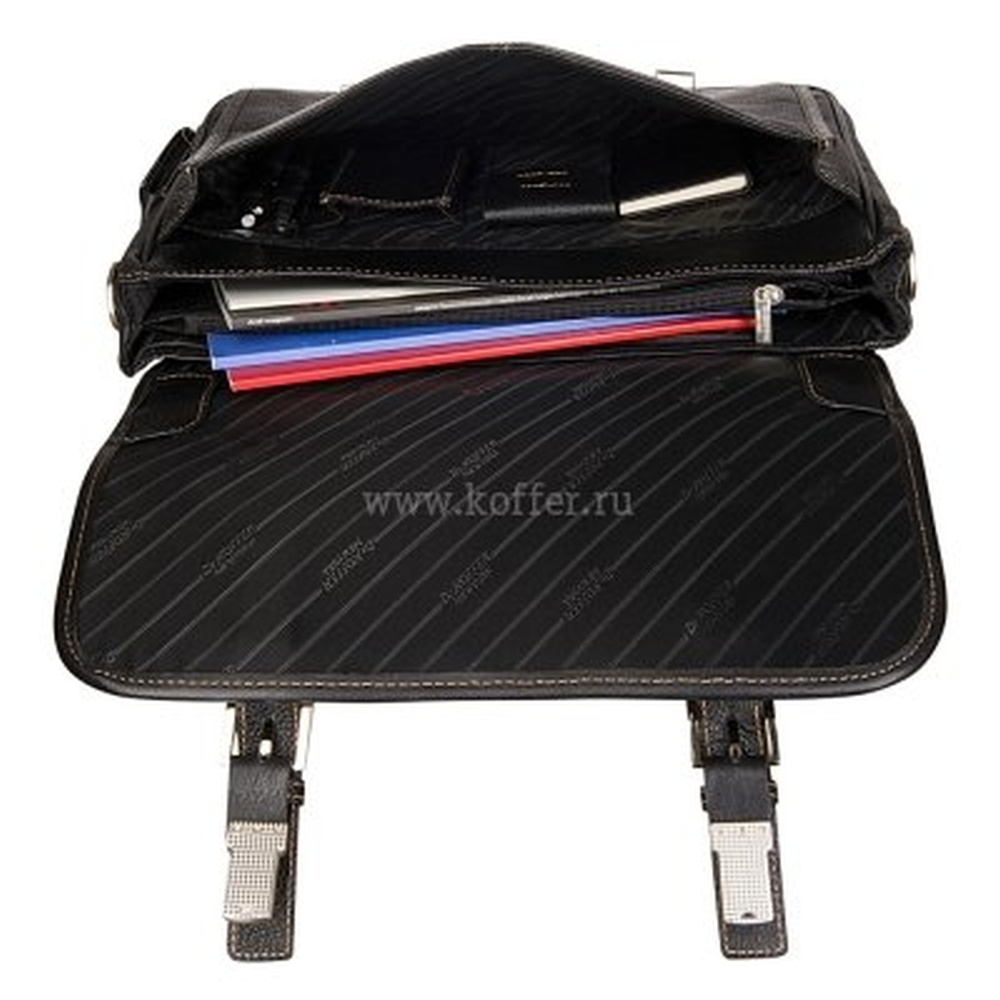 Классический портфель с хорошей эргономикой и накладным карманом для мобильного телефона (черного цвета) Dr.Koffer B393170-02-04