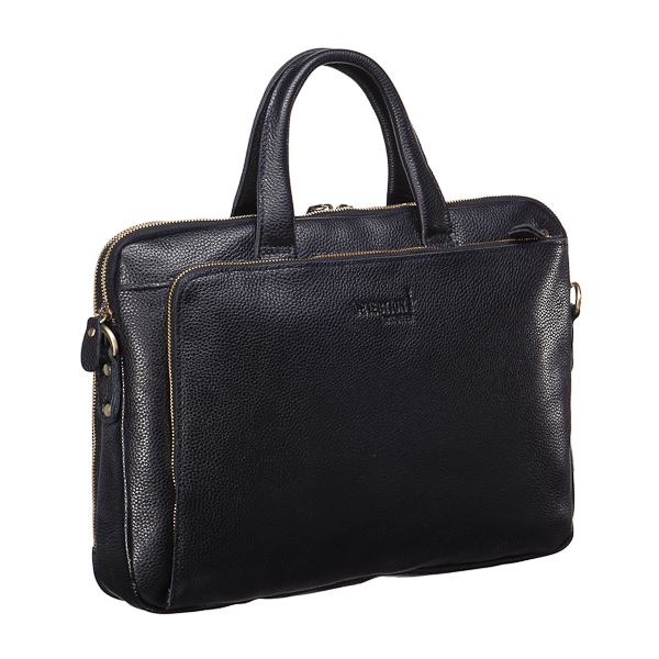 Мужская сумка-портфель черного цвета со съемным плечевым ремнем Dr.Koffer T6675-7-04