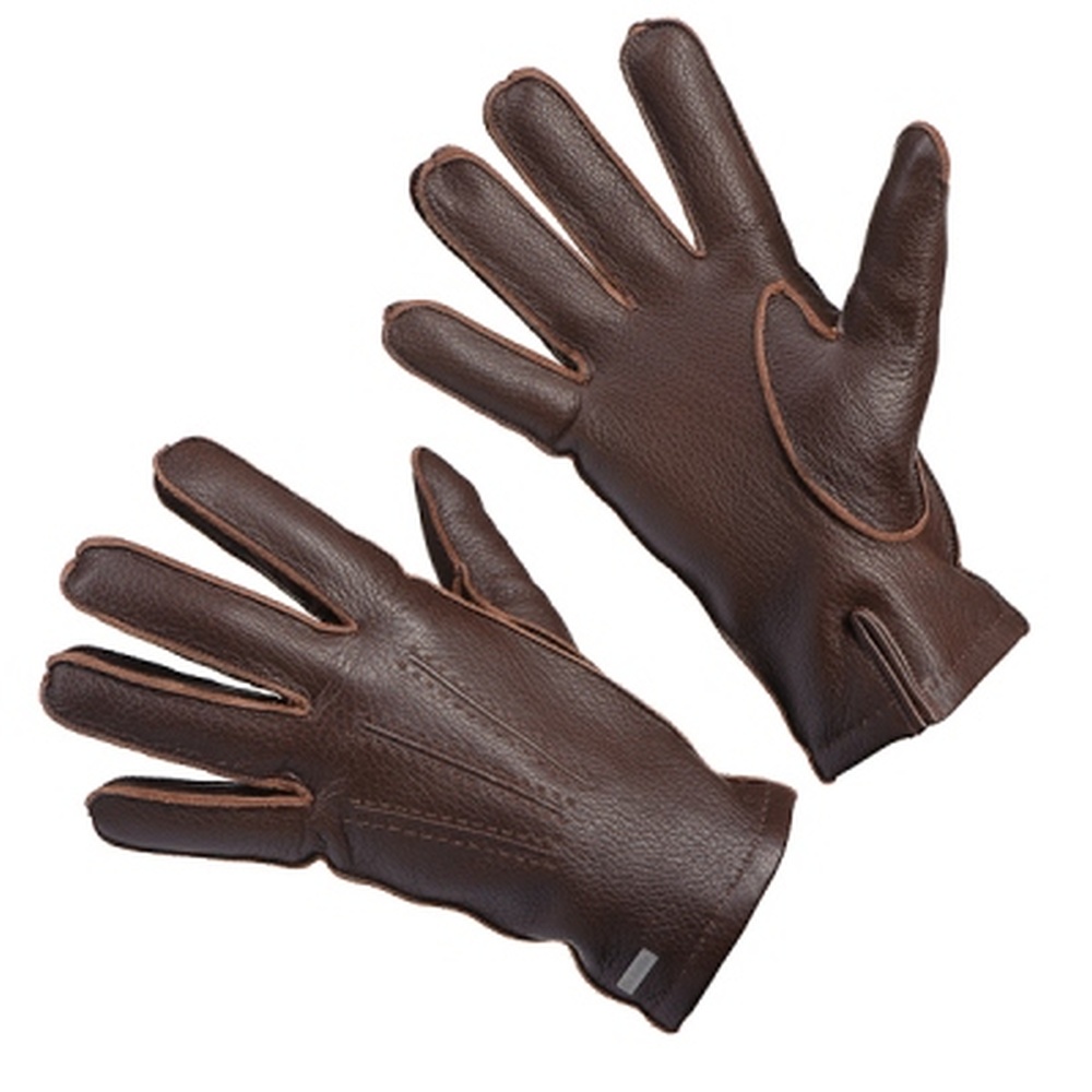 Перчатки мужские из темно-коричневой кожи с швами "наружу" Dr.Koffer H710017-40-09