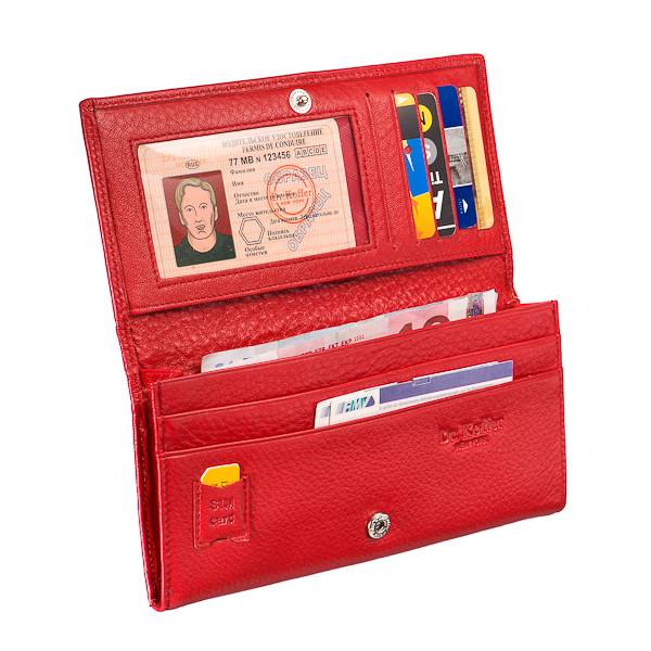 Красное портмоне-бюро из кожи оленя Dr.Koffer X510154-01-12