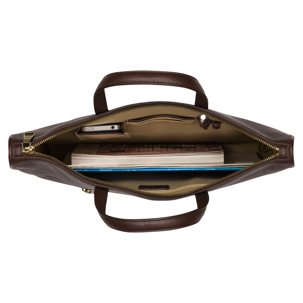 Деловая сумка Dr.Koffer из натуральной кожи темно-коричневая