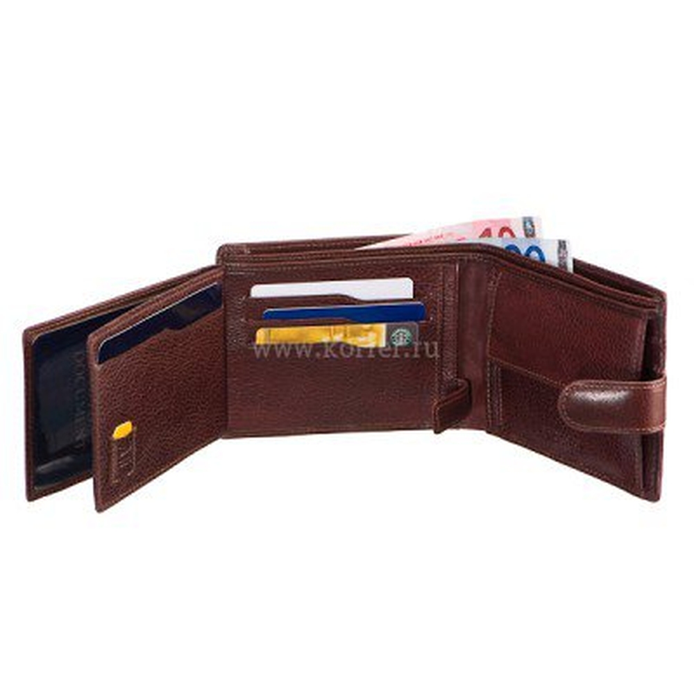 Удобное портмоне с отделениями для купюр, мелочи и документов (шоколадного цвета) Dr.Koffer X510310-02-09