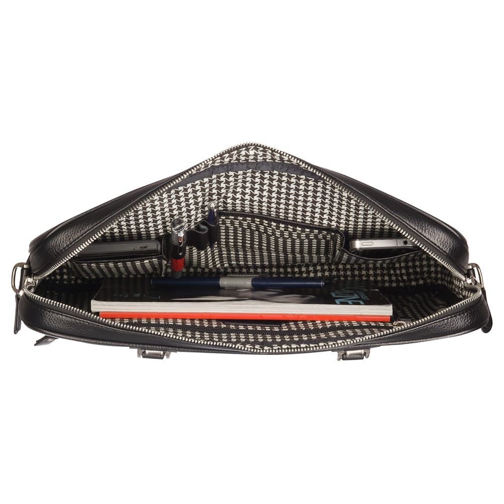 Черная кожаная сумка для документов с двумя ручками Dr.Koffer M402599-220-04