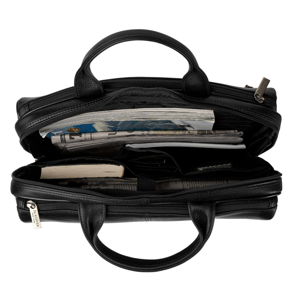 Деловая сумка Dr.Koffer из натуральной кожи черная