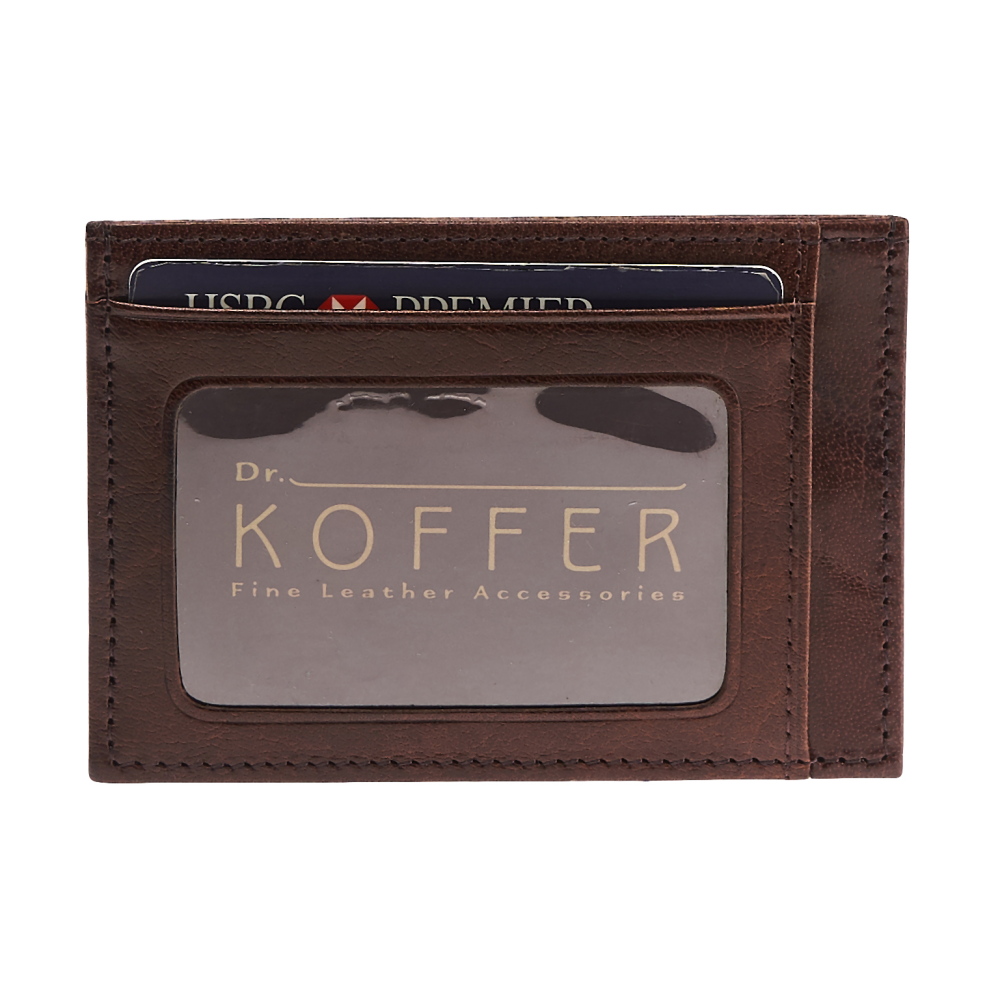 Визитница Dr.Koffer из натуральной кожи темно-коричневая