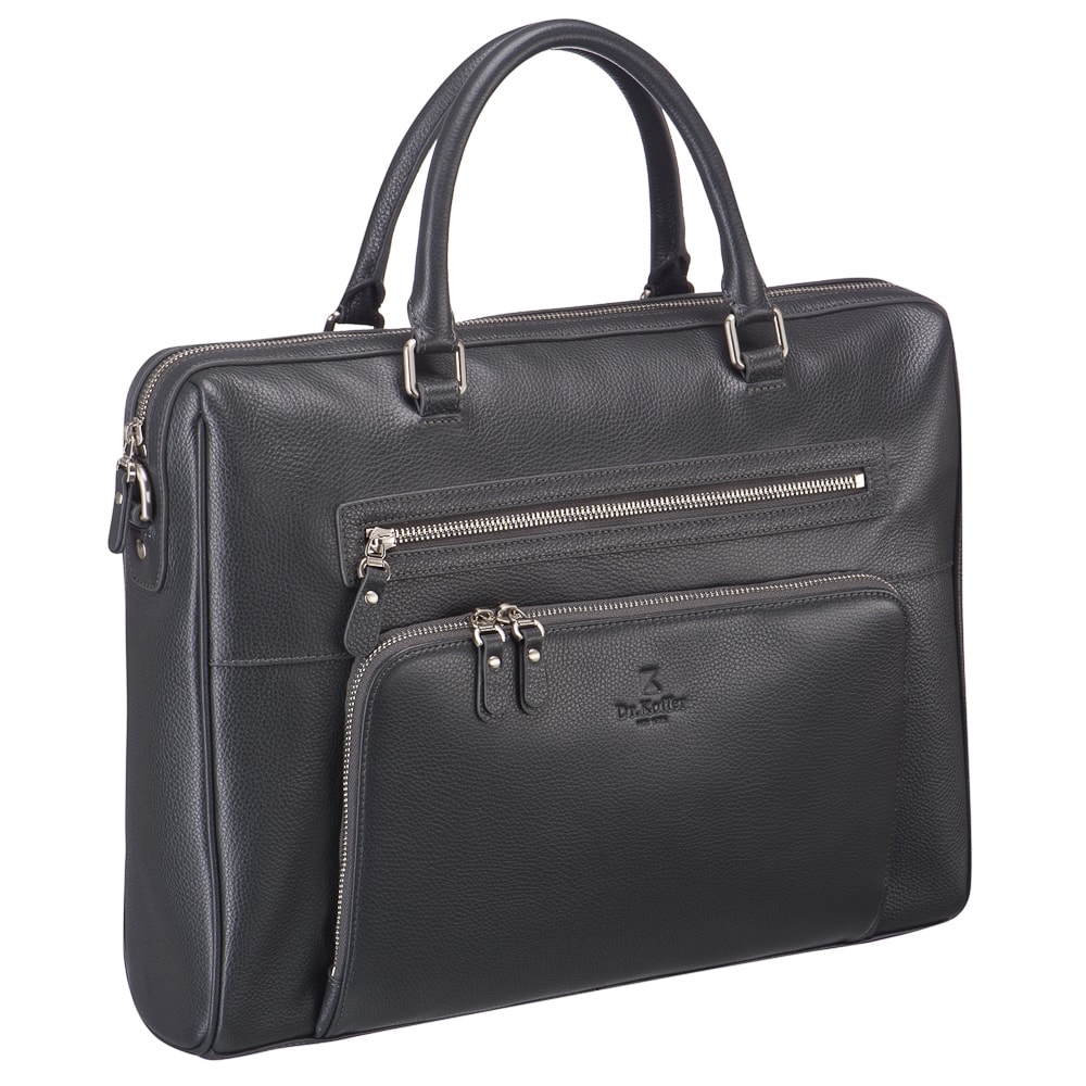 Деловая сумка Dr.Koffer из натуральной кожи серая