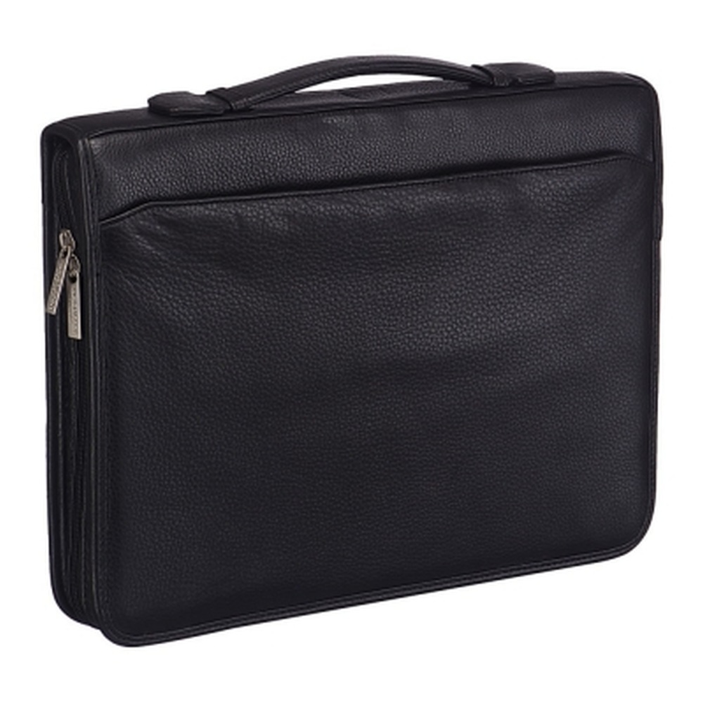 Папка для документов из черной кожи на молнии с ручкой Dr.Koffer G231980-01-04