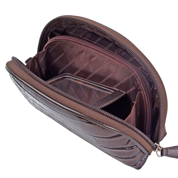 Оригинальная темно-коричневая косметичка из лакированной кожи Dr.Koffer X510220-24-09