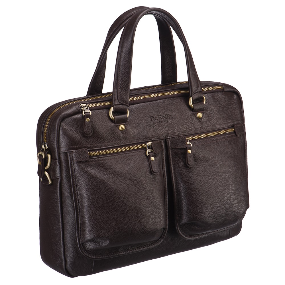 Деловая сумка Dr.Koffer из натуральной кожи темно-коричневая