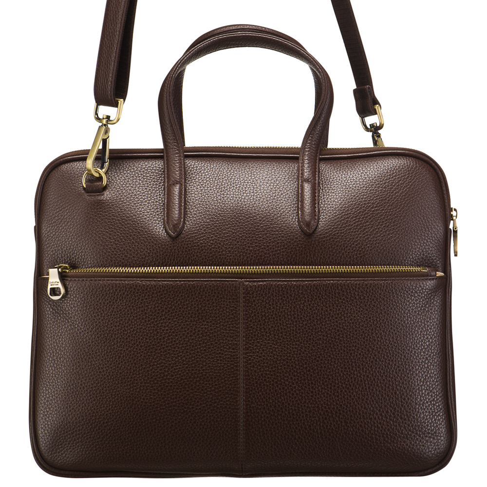 Деловая сумка Dr.Koffer из натуральной кожи темно-коричневая