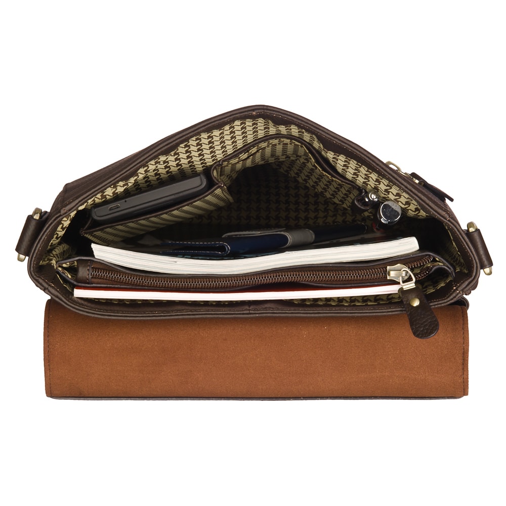 Сумка для документов коричневого цвета с клапанами на защелках Dr.Koffer M402604-220-09