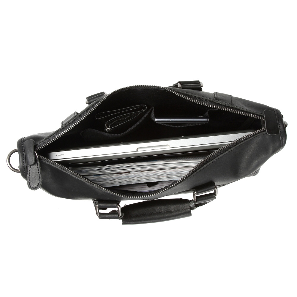 Деловая сумка Dr.Koffer из натуральной кожи черная