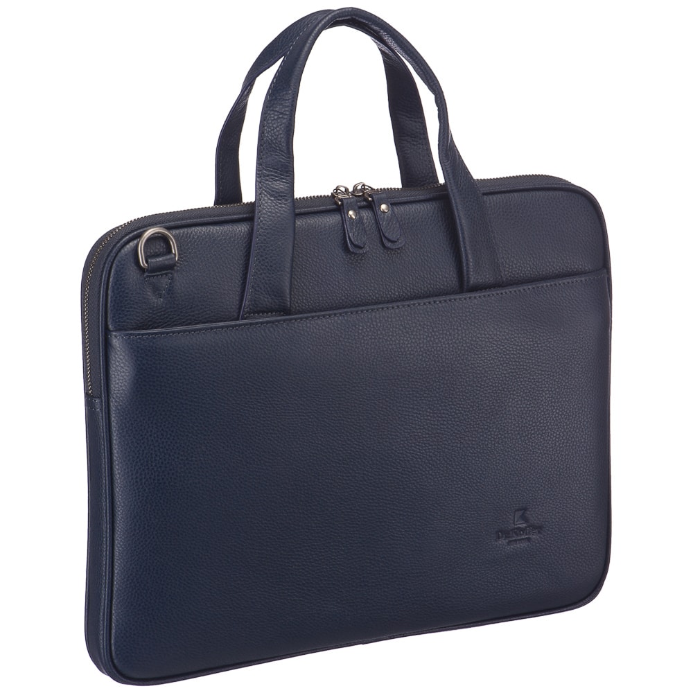Деловая сумка Dr.Koffer из натуральной кожи синяя
