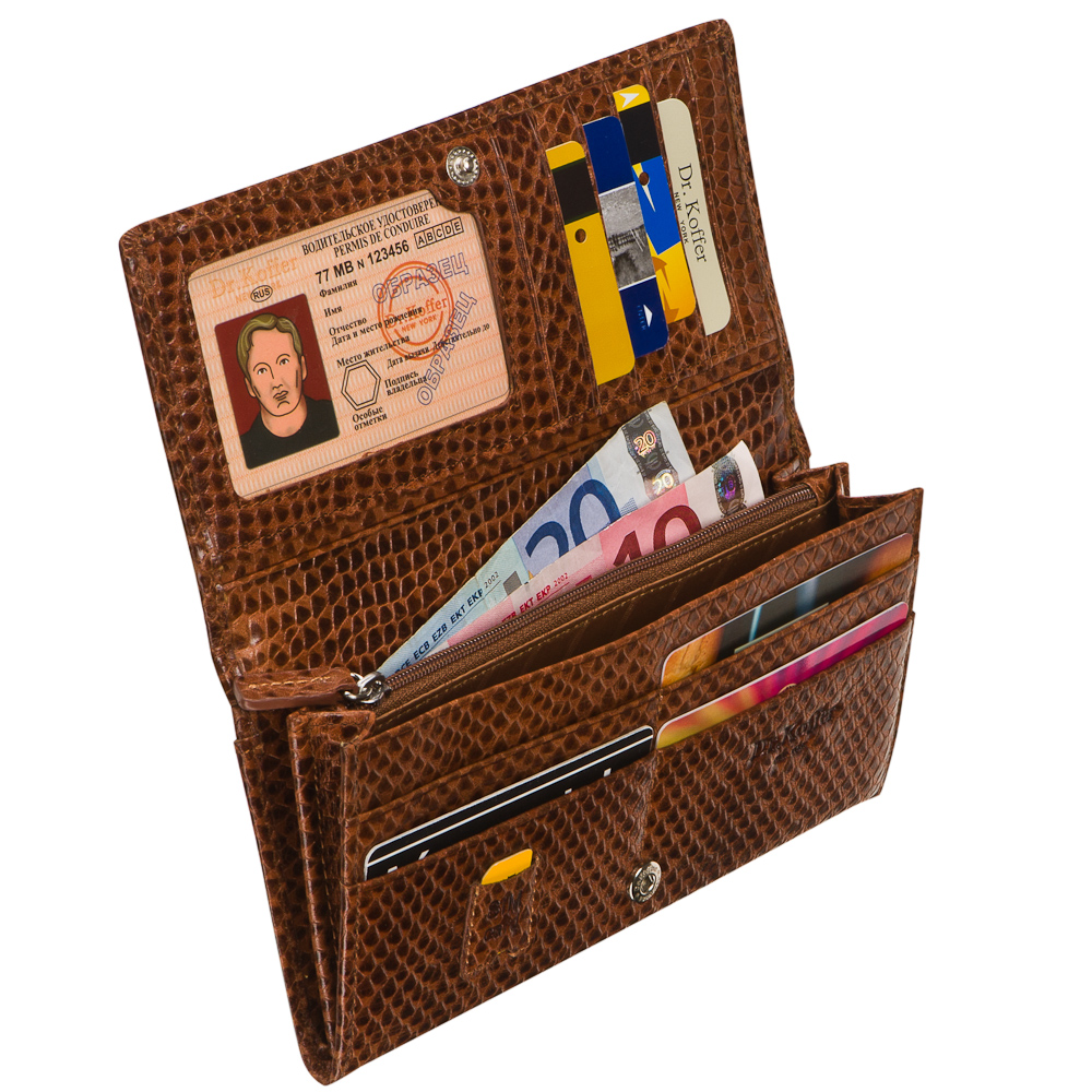 Портмоне Dr.Koffer из натуральной кожи коричневое