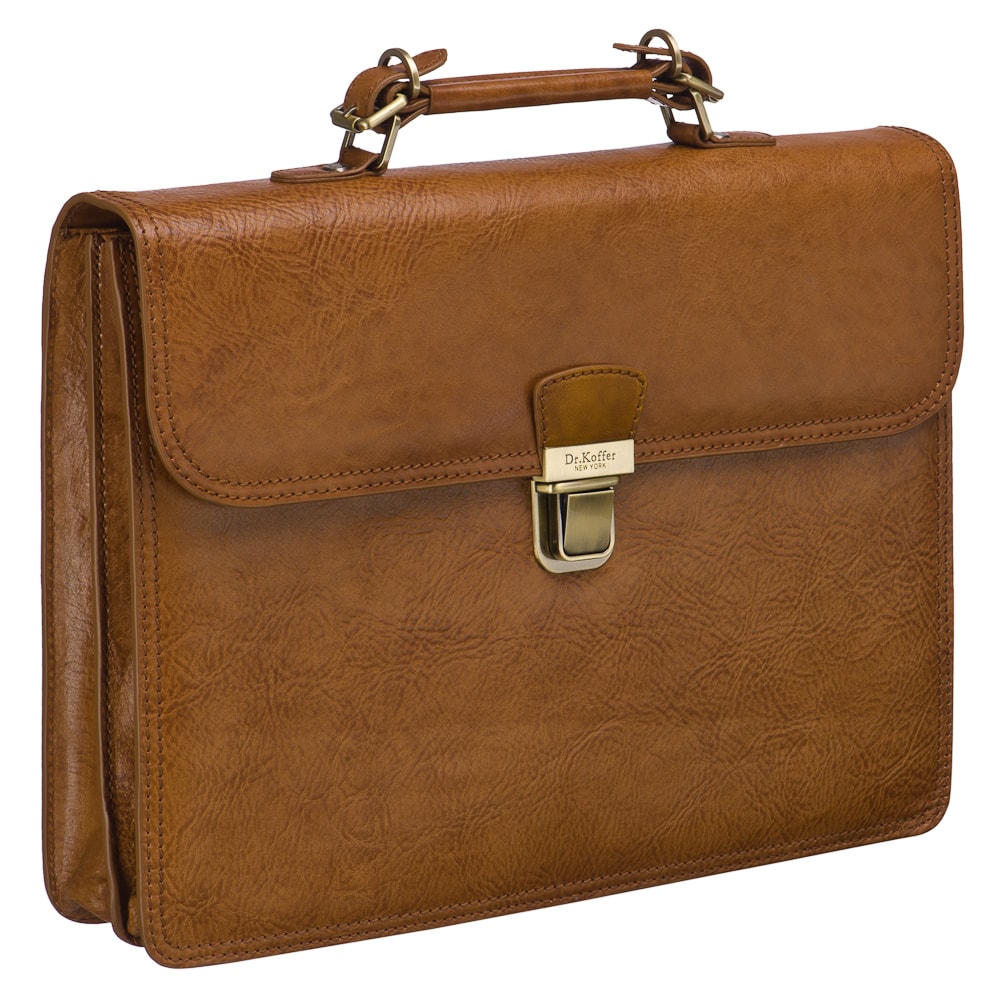Портфель Dr.Koffer из натуральной кожи светло-коричневый