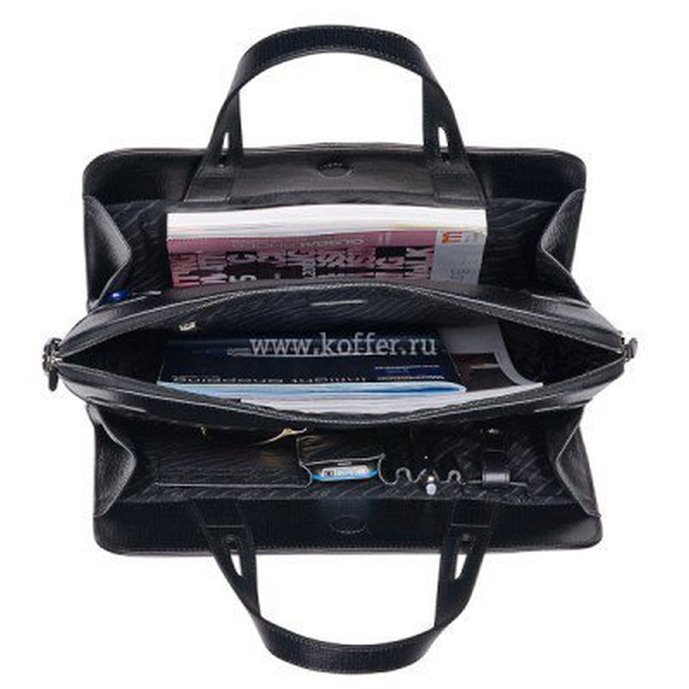 Женская кожаная сумка черного цвета с отделением для ноутбука и бизнес-блоком Dr.Koffer B402396-124-04