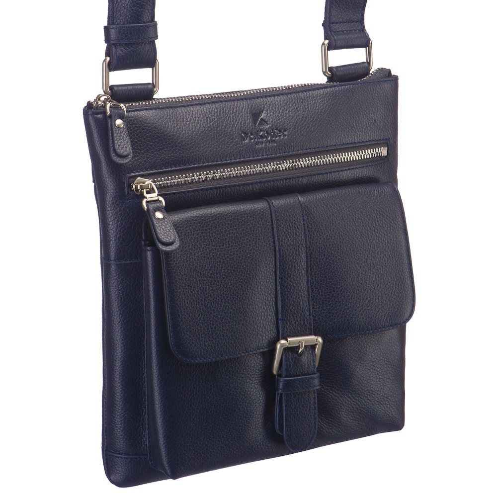 Сумка через плечо Dr.Koffer из натуральной кожи синяя