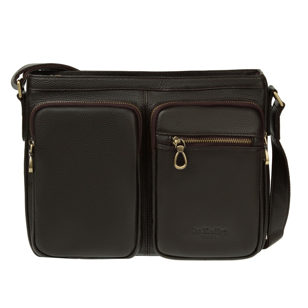 Деловая сумка Dr.Koffer из натуральной кожи темно-коричневая