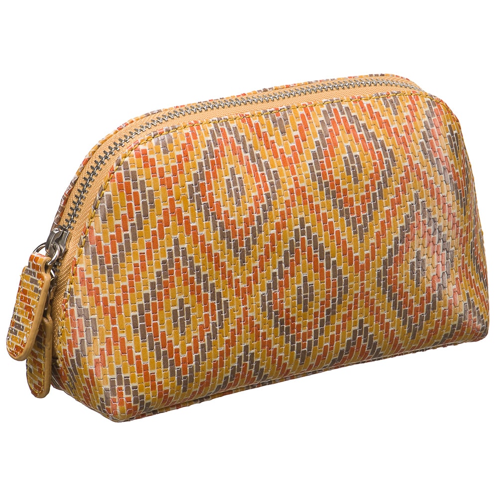 Косметичка Dr.Koffer из натуральной кожи желтая с орнаментом