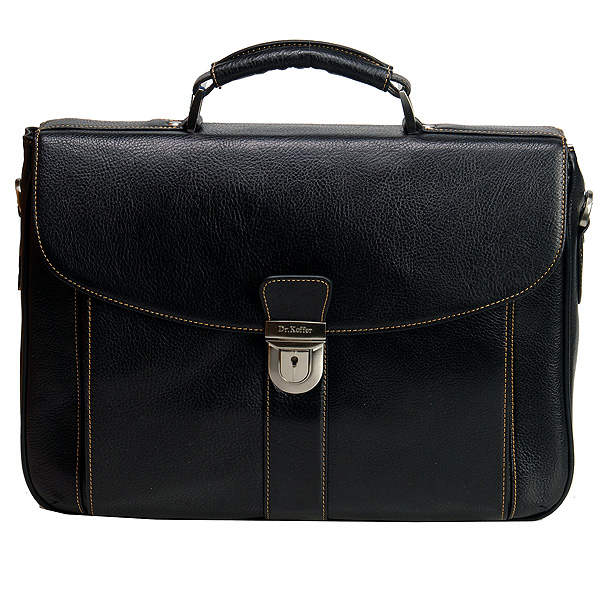 Прямоугольный портфель с папкой для ноутбука и набором мини-инструментов (черного цвета) Dr.Koffer B500040-02-04