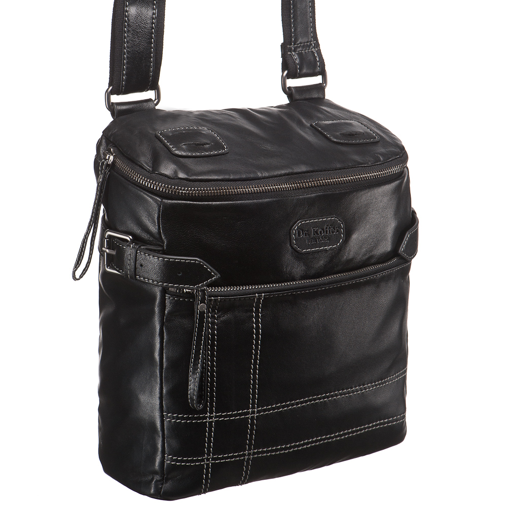 Сумка через плечо Dr.Koffer из натуральной кожи черная