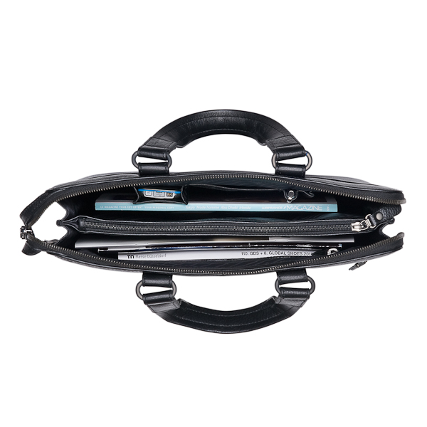 Деловая сумка Dr.Koffer из натуральной кожи черная